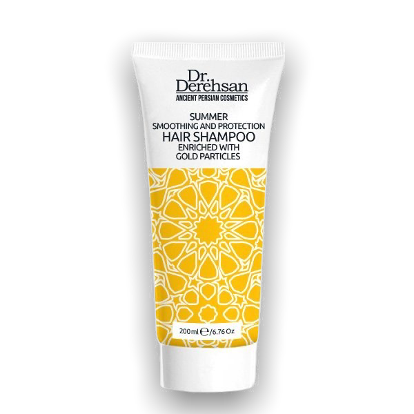 Natürliches Shampoo mit Goldpartikeln für den Sommer